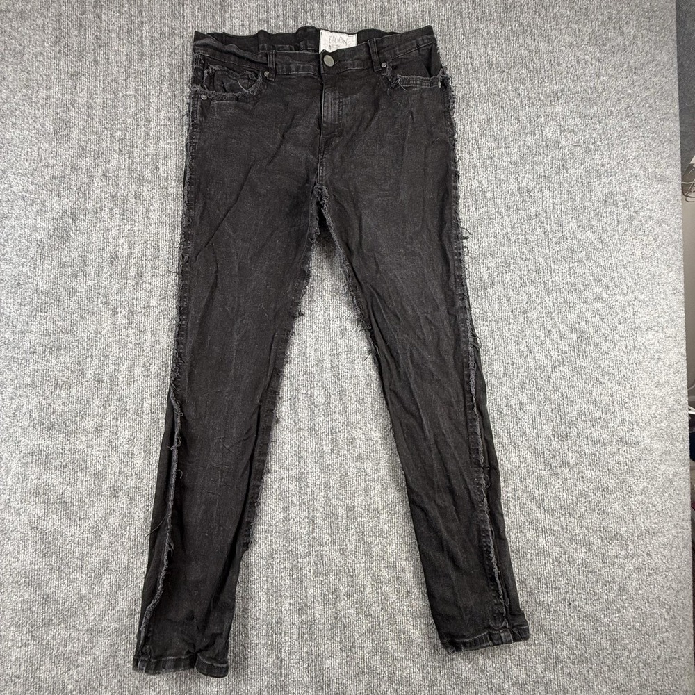 Evolution‎ In Design Jeans Mens 38x31 Black Skinny Slim Fit Charcoal Wash Denim